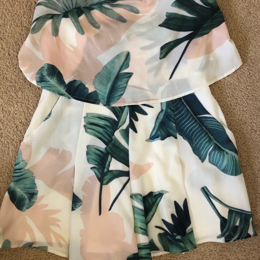 Palm print short romper